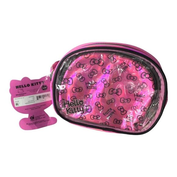 Sanrio Hello Kitty 3 Piece Clear Non-Leather Cosmetic Makeup Bag Set - Picture 3 of 5